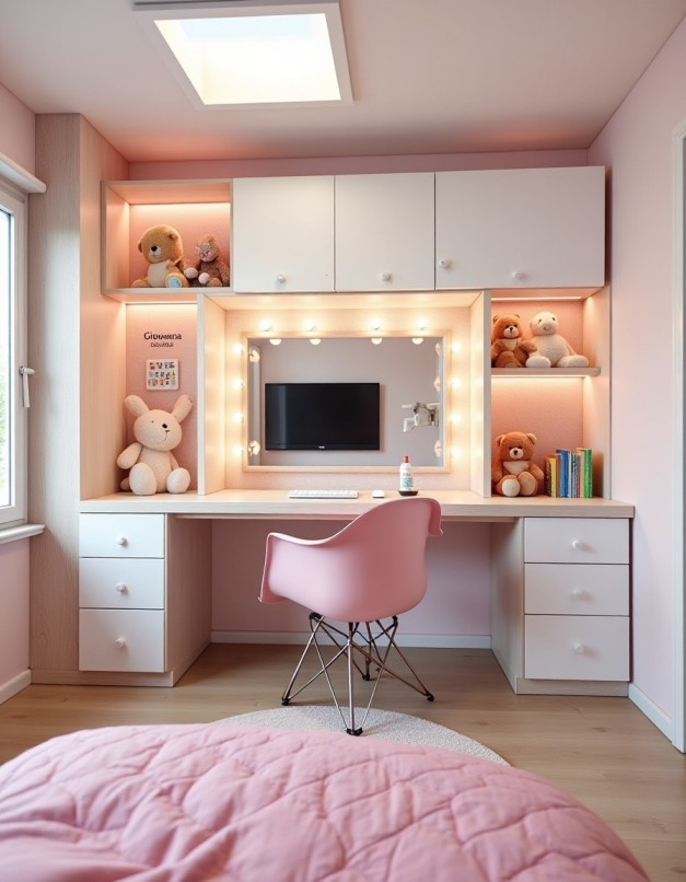 Quarto infantil montessoriano planejado com cama baixa, estantes acessíveis e cores claras, promovendo autonomia e segurança para o desenvolvimento do seu filho em Sorocaba