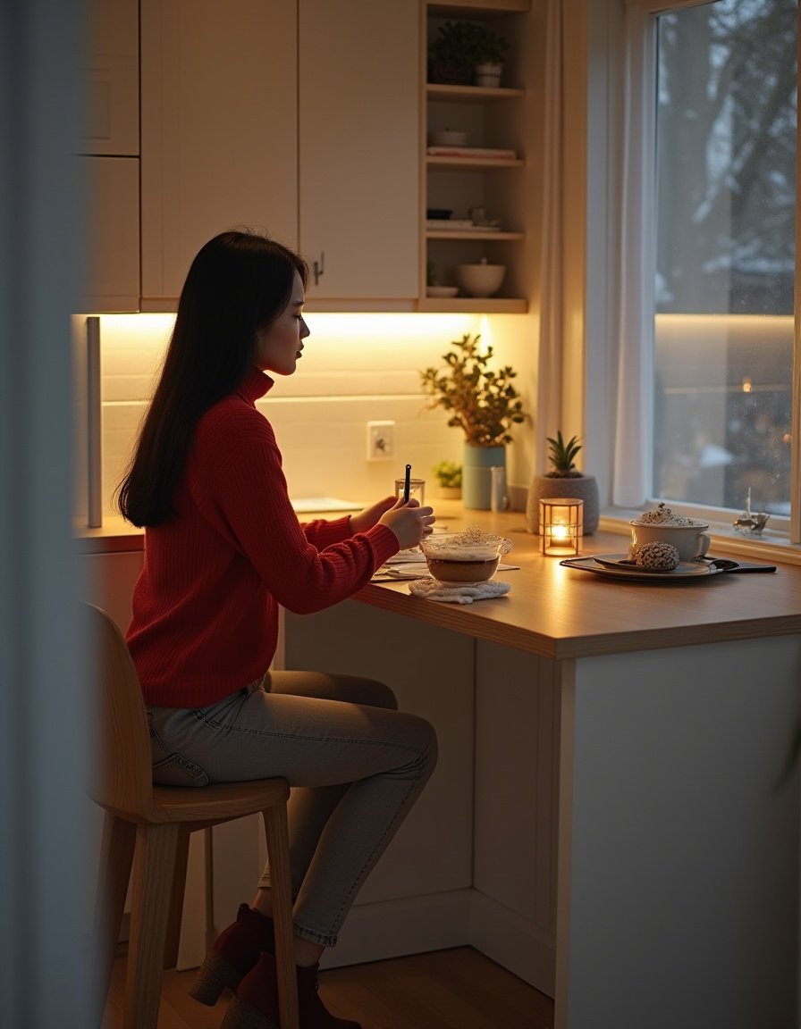 Ambiente integrado em apartamento pequeno, otimizado com móveis multiuso da Casa Finna.